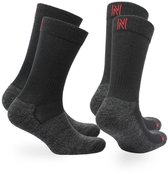 Norfolk Wandelsokken - 2 Paar - 60% Merino Wol Sokken - Anti Blaren Outdoorsokken met Schok Absorptie Demping - Hoge kwaliteit Langdurig Wollen Sokken - Warme sokken - Wandelsokken Heren - Zwart - Maat 43-46 - Leonardo