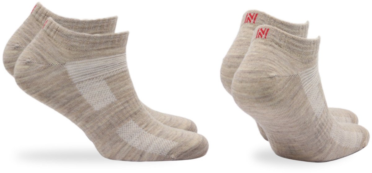 Norfolk 2 paar Wandelsokken Anti Blaren 60% Merino Wol enkelsokken met Snelle Vochtopname Platte Teennaad Enkelsokken Dames Wollen Sokken – 35-38 Sheldon Low-cut Oatmeal