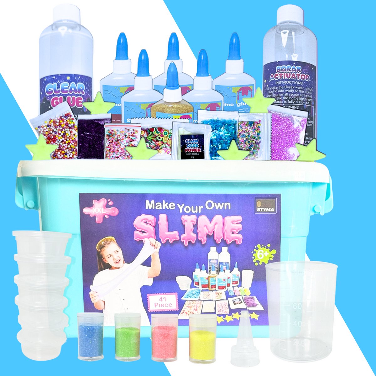 Styma - Slijm Maken - Slime - Slijm - DIY Pakket - Squishy Maker - Slijm Set - Glow in the Dark - Knutselen voor kinderen - Knutsel pakket - Sensorisch - 41 Pcs — afbeelding 6