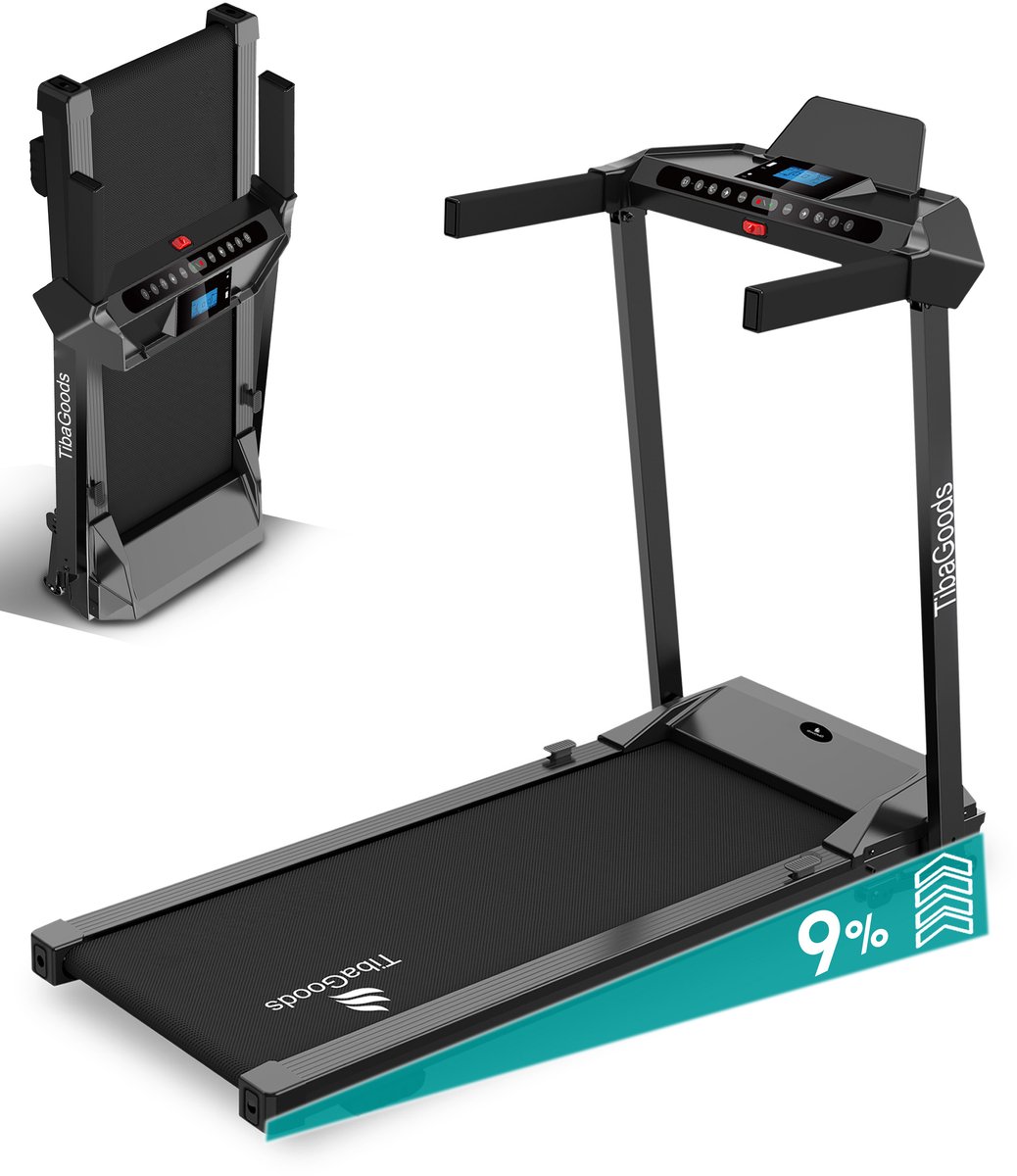 Afbeelding van TibaGoods Elektrische Loopband - Wandelband - Hometrainer - Inklapbaar - 9% Handmatige hellingsfunctie - 12 Programma's - Sport - 1 t/m 12 kmh - Walking pad - Voor Thuis