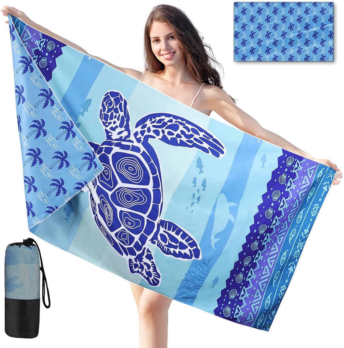 Ibenzoa® Extra Grote Sneldrogende Microvezel Strandhanddoek Met Dubbelzijdig Design En Zandbestendigheid