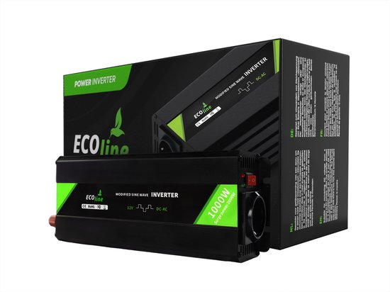 EcoLine - Onduleur 12V à 220V/230V - Puissance 1000w - Sinus modifié - Onduleur voiture.