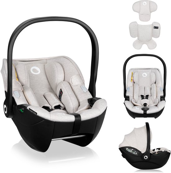 Lionelo Moxie i-Size - Autostoel & Draagstoel vanaf geboorte - 40-87 cm - Achterwaarts gericht (RWF) - Bamboe stof - Dri-Seat - Lichtgewicht 4,3 kg - ISOFIX compatibel - Memory foam - Magnetische gordels - Zonnekap - Verstelbare hoofdsteun