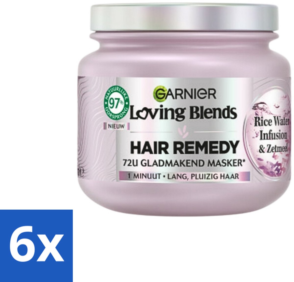 Garnier - Loving Blends - Haarmasker - Rice Water Infusion - Glans & Zachtheid - Lang Haar - 340 ml - Voordeelverpakking - 6 stuks