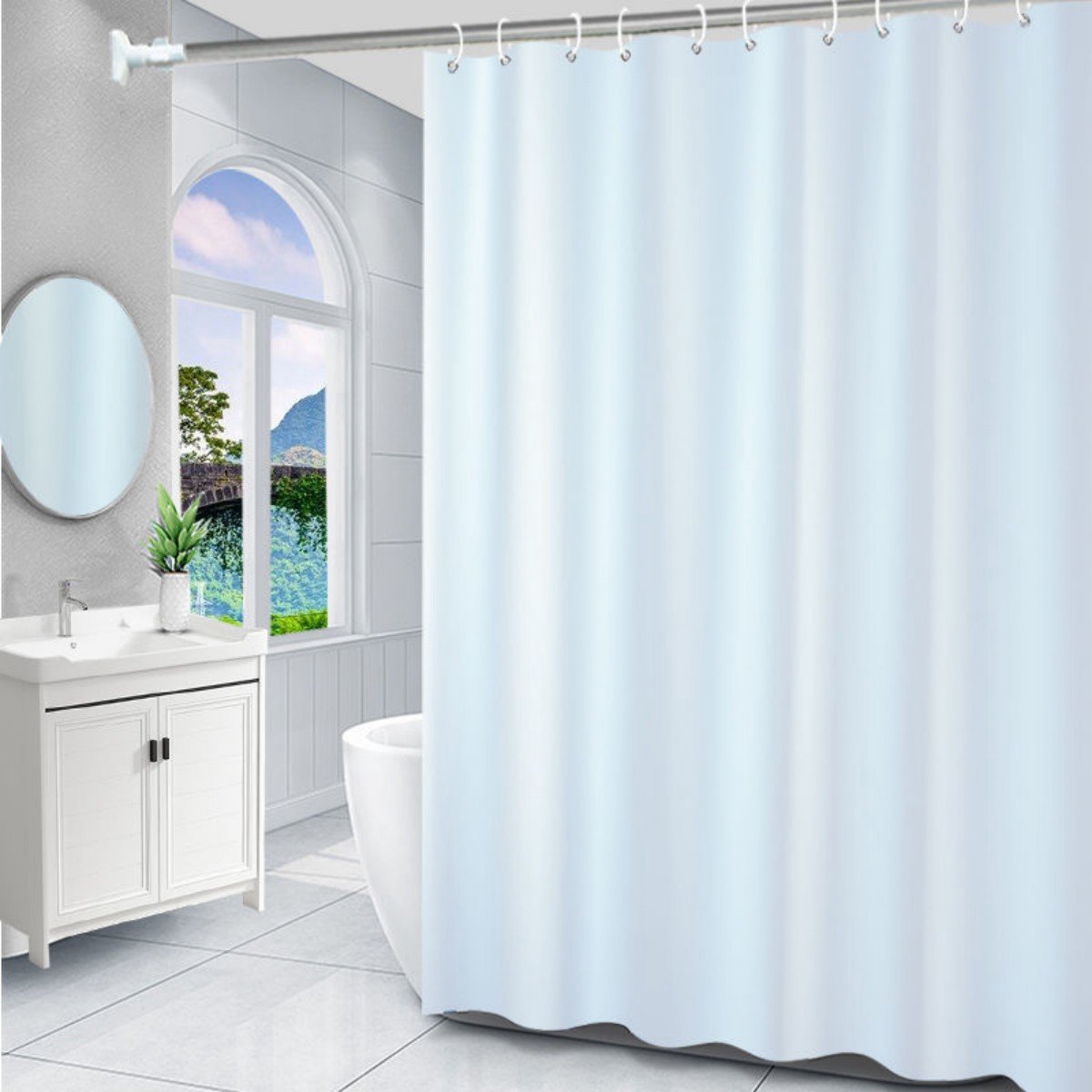 180x180cm Badkamer Douchegordijn - Sneldrogend Badgordijn met Haken - Waterdicht en Schimmelwerend Douchegordijn - met 12 Douchegordijnringen - voor Douche en Bad