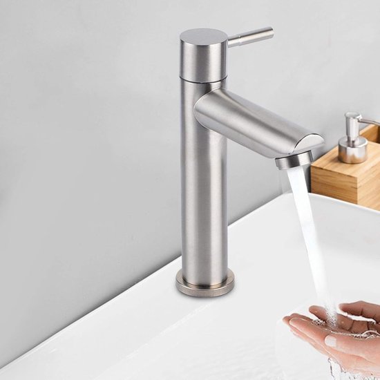 Koudwaterkraan gasten wc: roestvrijstalen kraan badkamer met 80 cm