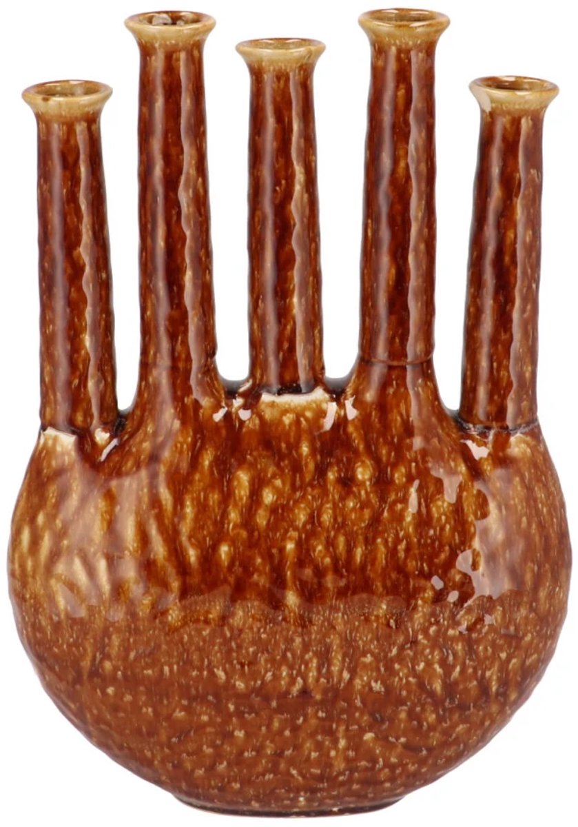 Daan-Kromhout Vaas Inga Jahra Bruin ovale tube 28x12x39cm Daan kromhout