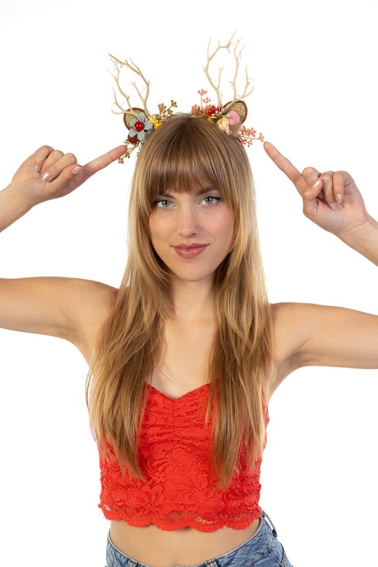 HatStar XXL rendier eland gewei haarband, hertenhoofdband met oren, kerstaccessoire voor dames, heren en kinderen