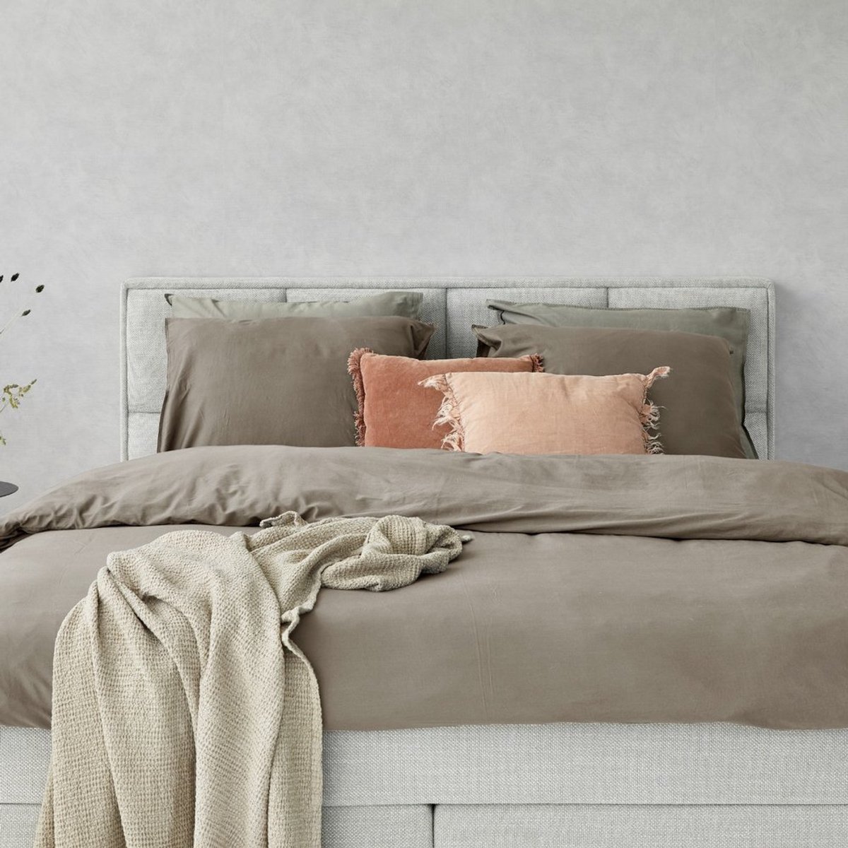 Dreamers Den gewassen Katoensatijn 300 TC Taupe - 140x200/220cm (260cm lengte)