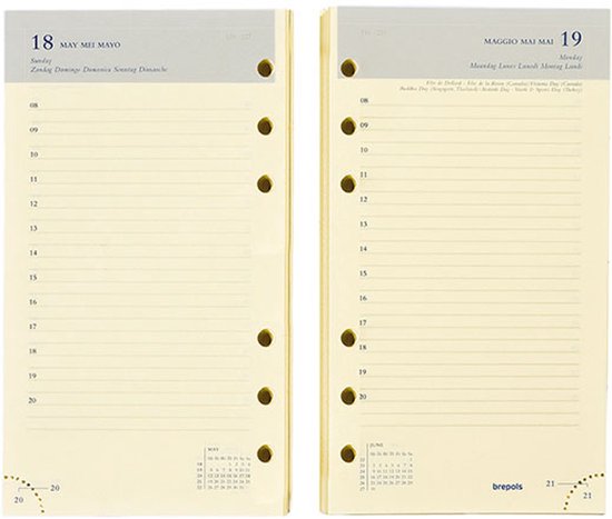 Brepols agenda vulling 2026 - BREFAX 11 [0.610] - 1 dag op 1 pagina - Dagoverzicht - 9.5 x 17 cm