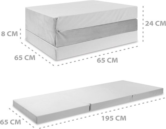 Opvouwbare Gastenmatras 195 x 65 cm - Comfortabele Vloermatras Met Afneembare Ecologische Hoes — afbeelding 5