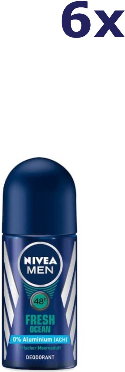Goedkoopste Nivea Men Deodorant Roller - Fresh Ocean - 6 x 50 ml - Voordeelverpakking
