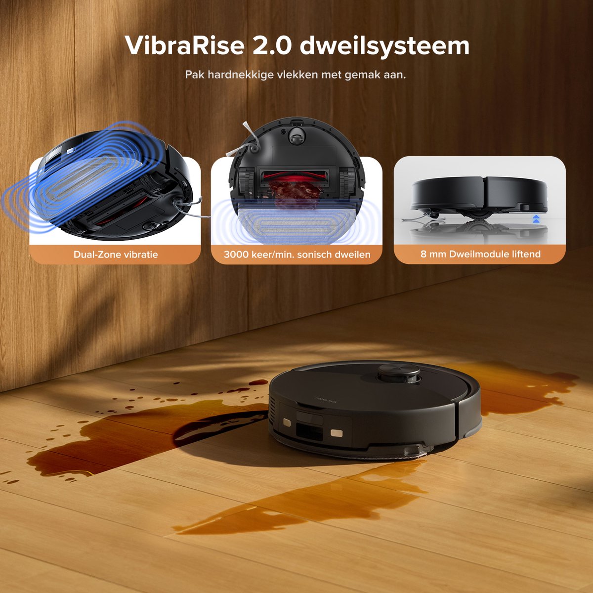Afbeelding 3 van Roborock Q10 S5+ Robotstofzuiger en Dweil met Zelflediging– Zuigkracht van 10000 Pa– Handsfree Reinigen tot 7 Weken– Dubbel Anti-klitontwerp– Automatisch dweilen– Obstakelvermijding–Zwart–S8 Plus Upgrade