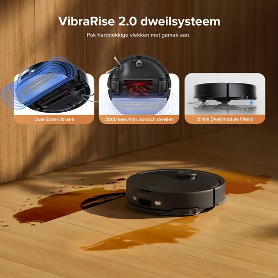 Roborock Q10 S5+ Robotstofzuiger en Dweil met Zelflediging-Zuigkracht van 10000 Pa-Vibrerende dweilpads-Handsfree Reinigen tot 7 Weken-Dubbel Anti-klitontwerp-Automatisch dweilen-Obstakelvermijding-Zwart-S8 Plus Upgrade
