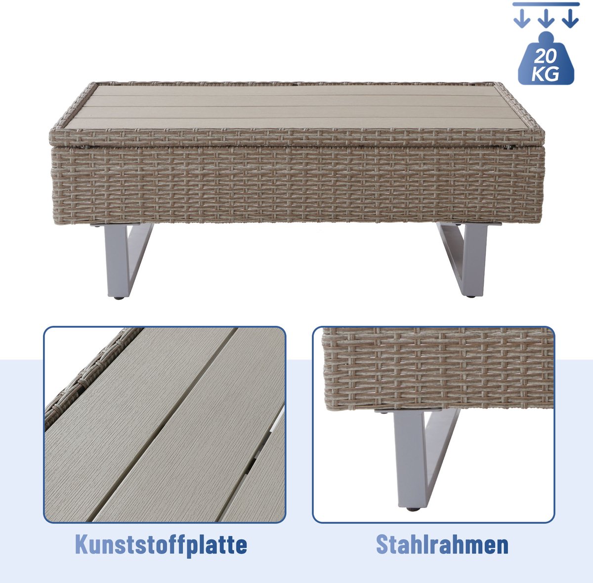 Merax Polyester rotan set - tuinset zithoek sofa lounge thumbnail 6