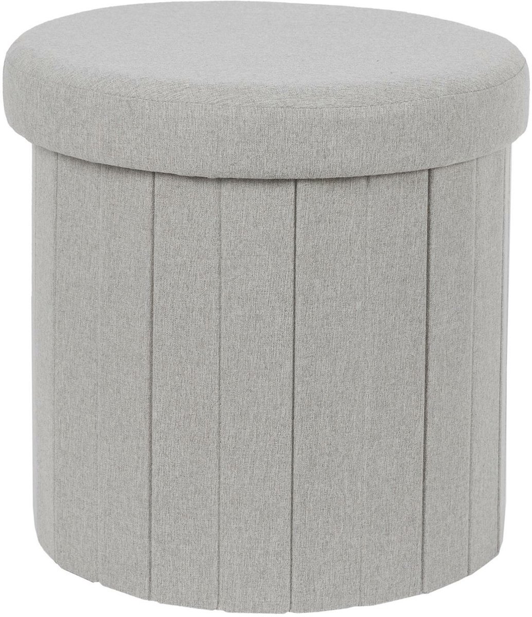 Home Deco Factory Poef/hocker opvouwbaar - latten design - opbergbox - grijs - polyester/mdf - 38 x 38 cm