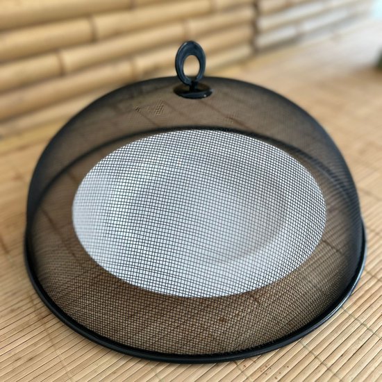 Bellatio Design Vliegenkap - 2x - zwart - D35 x H16cm - buiten eten - anti insecten - RVS - voedsel beschermen - voedselkap - afdekkap — afbeelding 2