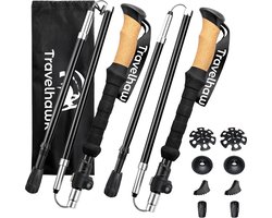 Travelhawk Nordic Walking Stokken Trekkingstokken - Hiking - Wandelstokken - Trekking - Verstelbaar - Opvouwbaar - Alternatief Telescopisch en Inschuifbaar
