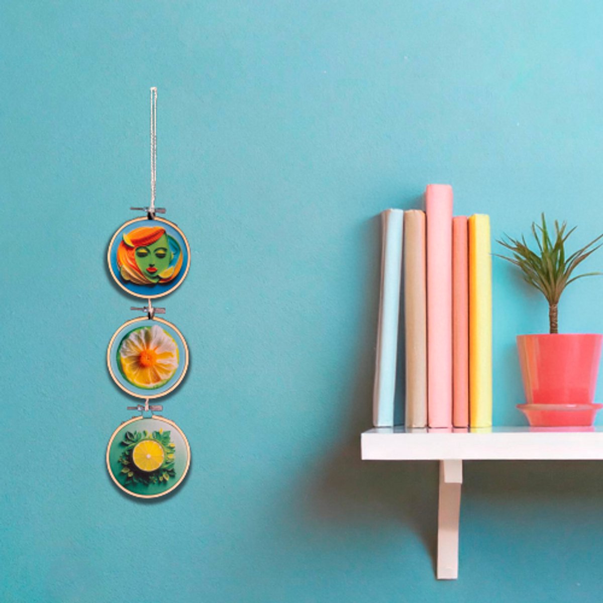 Ideasonthefloor.com - Cadeau onder 30 - Wandhangers - Wandhanger Lemon Joy - 8 cm doorsnede - Lengte 45cm vanaf Ophangkoord