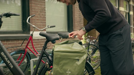 Voltano Dubbele Fietstas Rolltop Urban Black - 48 Liter - 100% Waterdicht - Fietstassen Electrische Fietsen