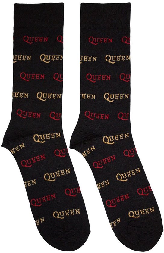 Queen - Logo Repeat Colour Enkelsokken - Zwart