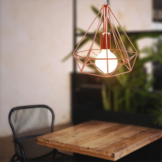 Vintage Industriële Hanglamp - Hout Metaal Wit Kooi Geometrisch - 16 Cm Retro E27 Hanglamp Voor Binnen Slaapkamer Keuken