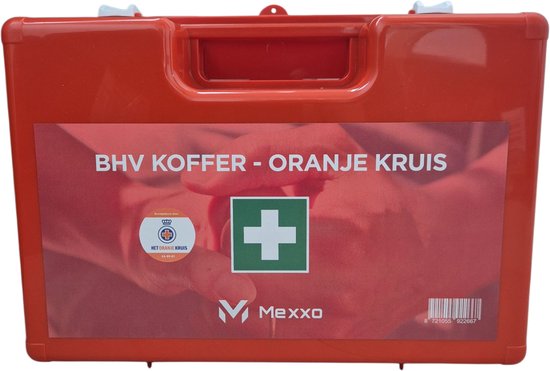 EHBO/BHV Verbandkoffer – Oranje Kruis Goedgekeurd, Met Wandbeugel, Montagemateriaal En Professionele A-kwaliteit Inhoud