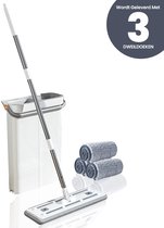 Ensemble de serpillères - Système complet - Séparation de Water propre et sale - Raclette pour sol - Serpillère en microfibre - Pour tous types de sols - 6 L