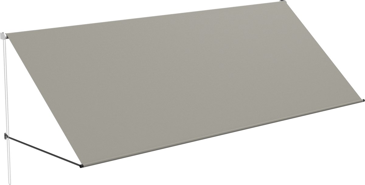 Aufun Balkon zonnescherm UV-bestendig - Handmatige luifel intrekbaar polyesterstaal telescopische luifel- balkonluifel in hoogte en helling verstelbaar Balkon zonnescherm - 350 x 145 cm - grijs