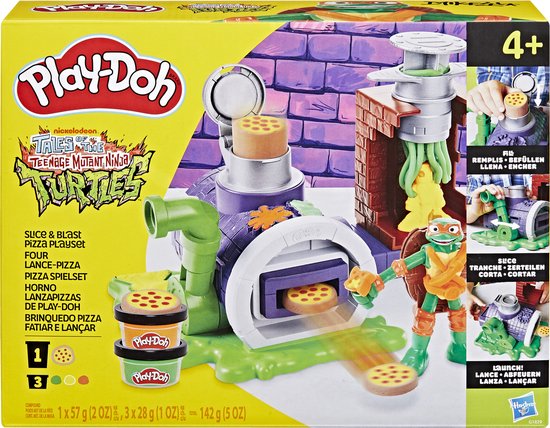 Play-Doh Teenage Mutant Ninja Turtles Pizza Speelset met Boetseerklei en Schietfunctie, Kinderspeelgoed 4+