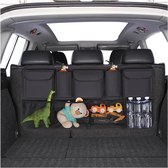Waterproof Trunk Organizer with Kickmats and Multiple Compartments - Backrest Protectors, Durable Folding Luggage Net Storage for Cars Back Seat Cover (108×51cm)