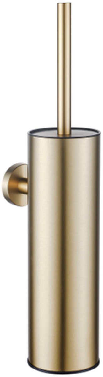 Fortifura Calvi toiletborstelhouder - gesloten model - wand - rond - Geborsteld Messing PVD (Goud)