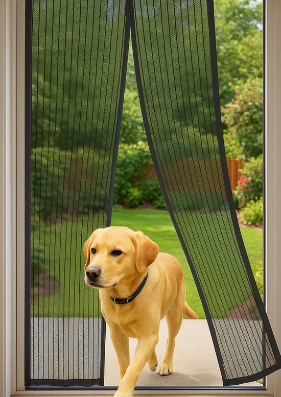 Zephra Magnetisch Vliegengordijn, Hordeuren, 250x280 cm Magnetisch Deurhor, Heavy-duty Insectenwerend hor, Hordeur, Insectenbescherming, Balkondeur met Magneten en Klittenband, Zwart