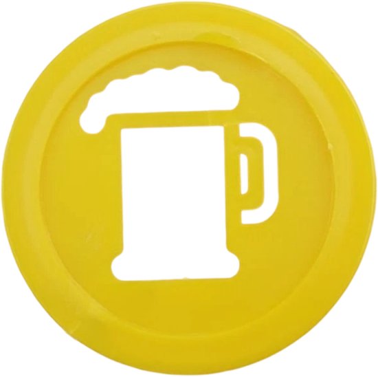 100 stuks Jetons BIERGLAS – bier Consumptiemunten – Feestjetons - bierfeesten, Kleur: Geel met recto/verso doordruk van een bierglas