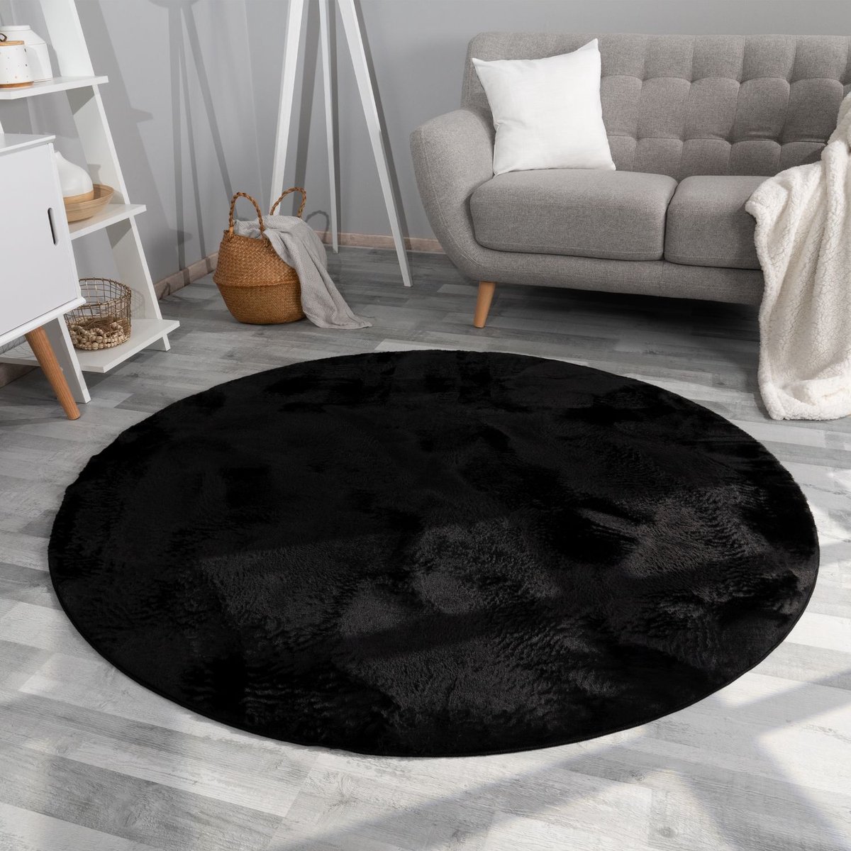 Woonkamer hoogpolig tapijt imitatiebont moderne effen kleuren pluizig zacht