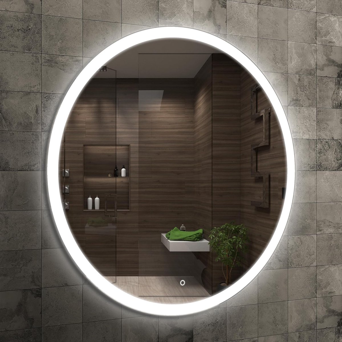 Ronde Badkamerspiegel met LED Verlichting en Aanraakschakelaar - 50 cm Circulaire Spiegel