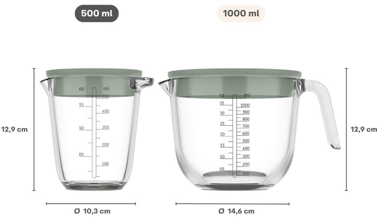 Mepal Glas maatbeker met deksel Chef it - 500 ml - Maataanduiding - Vaatwasmachine-. magnetron- en ovenbestendig - Bakspullen - Nordic sage — afbeelding 7
