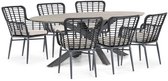 Tuinset 6 personen 220 cm Aluminium/Wicker Zwart De Laan Projects