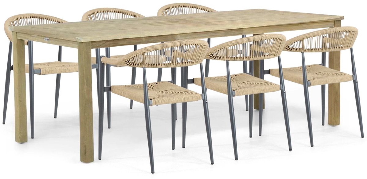 Tuinset 6 personen 210 cm Aluminium/Rope Taupe De Laan Projects