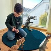Tapis rond FLOORDIREKT - Ø 180 cm - Blauw - Tapis moderne en Velours courts pour chambre d'enfant - Tapis de jeu et tapis pour enfants Crocodile