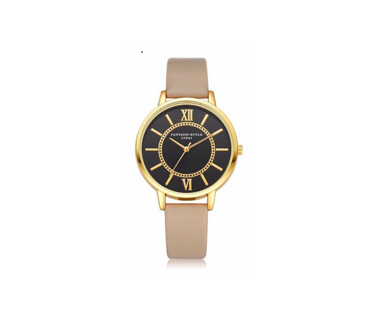 Hidzo Horloge Geneve Platinum ø 37 mm - Bruin - Kunstleer