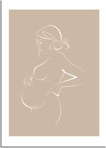 DesignClaud Poster Zwangere vrouw naturel - minimalisme A4 poster (21x29,7cm)