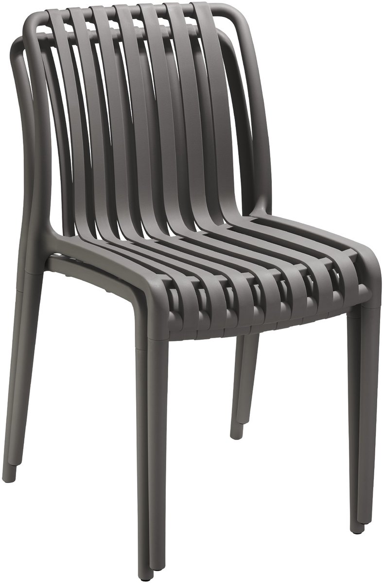 tectake® Set van 2 Tuinstoelen Alcudia - Antraciet - Kunststof Stoelen - Stapelbaar - Stoelen voor Tuin, Terras of Balkon - Weerbestendig en UV-bestendig - Draagkracht 120kg per Tuinstoel – foto 2