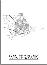 DesignClaud Winterswijk Plattegrond poster  - A3 + Fotolijst zwart (29,7x42cm)