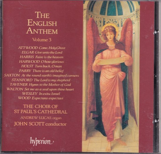 CD-hoes: 'The English Anthem Volume 3' met een engel met vleugels en perkament. Titel en lijst met uitvoerenden links.