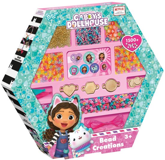 Gabby's Poppenhuis Totum kralen set 1500 delig | armbandjes maken speelgoed meisjes vanaf 3 jaar | knutselset sieraden maken creatief speelgoed Gabby's Dollhouse