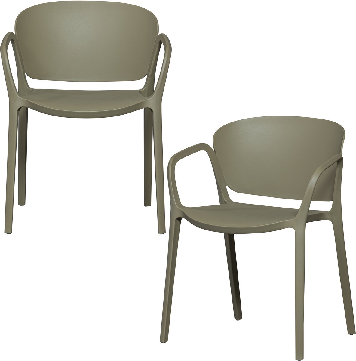 WOOOD Bent Tuinstoelen - Kunststof - Groen -Set van 2