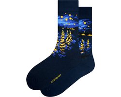 Kunst sokken - Sterrennacht boven de Rhône: Vincent van Gogh - Sokken Heren 41 46 - Biologisch Katoenen Sokken - funny socks happy - Vrolijke Sokken - Grappige Sokken - Sokken Cadeau