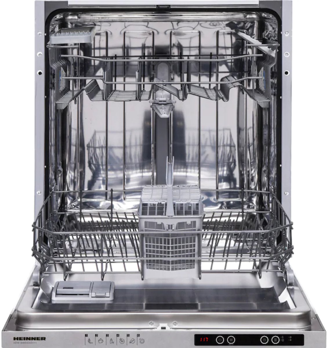 Heinner HDW-BI6614AID+++ Inbouwvaatwasser – 14 Couverts – 6 Programma’s – Digitaal Display – Automatische Deuropening – Aquastop – Wit – 5 Jaar Garantie