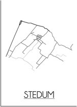 DesignClaud Stedum Plattegrond poster  - A3 + Fotolijst zwart (29,7x42cm)